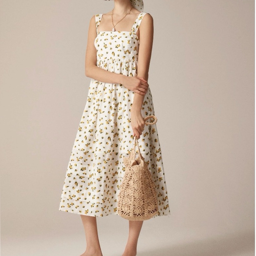 NWT JCREW Squareneck midi dress in budding rose print